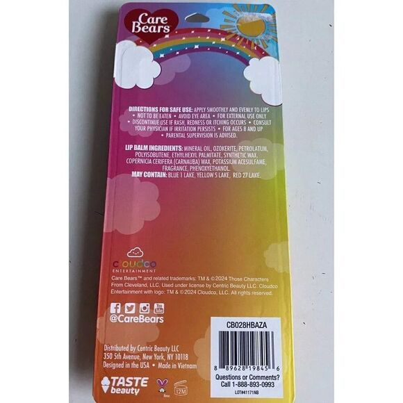 Taste Beauty CARE BEARS 10 Flavored Lip Balms Set Cherry Honey Vanilla NEW - Picture 11 of 14